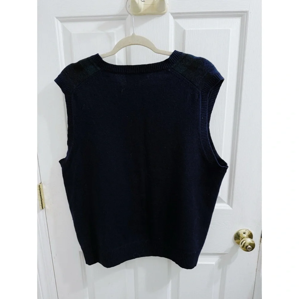 Brooks Brothers Merino Wool Sweater Vest in Blue and Green Plaid